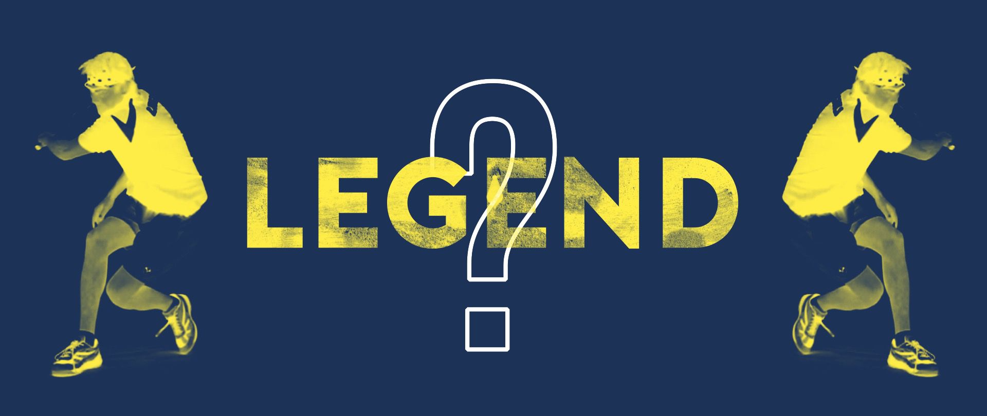 Squash legend question mark graphic with yellow player silhouettes on blue background.